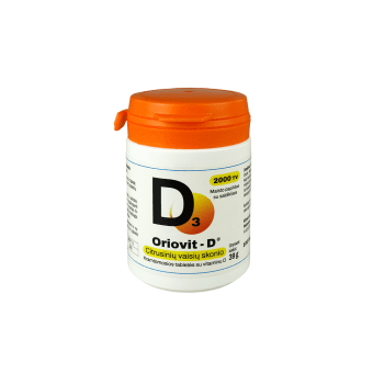 Oriovit-D 2000 TV, vitaminas D3, 100 kramtomųjų tablečių