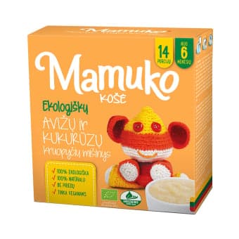 MAMUKO ekologiška avižų ir kukurūzų košė, nuo 6 mėn., LT-EKO-001, 240 g