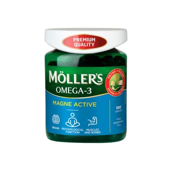 MÖLLER’S žuvų taukai OMEGA-3 MAGNE ACTIVE, 100 kapsulių