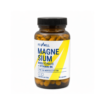 FITNWELL Magnesium Bisglycinate + Vitamin B6, 90 kapsulių