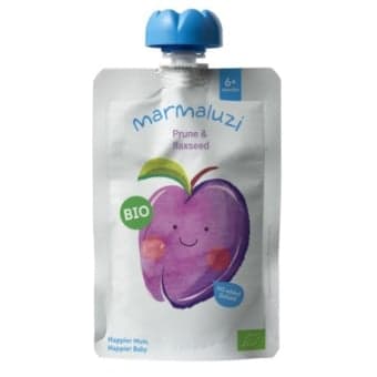 MARMALUZI ekologiška džiovintų slyvų tyrelė su linų sėmenimis, nuo 6 mėn., LT-EKO-001, 90 g