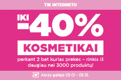 Kosmetikai iki –40 % perkant 2 bet kurias prekes – rinkis iš daugiau nei 3000 produktų!