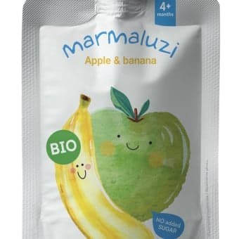 MARMALUZI ekologiška obuolių ir bananų tyrelė, nuo 4 mėn., LT-EKO-001, 90 g