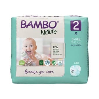 BAMBO NATURE ekologiškos sauskelnės  2, 3–6 kg, LT-EKO-001, 30 vnt.