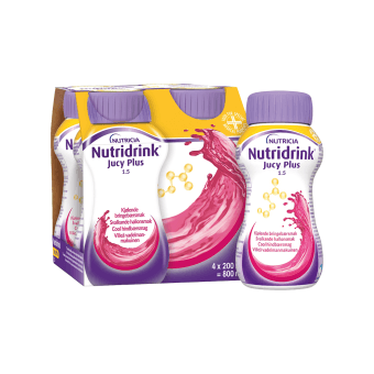 NUTRIDRINK Jucy Plus (gaivinantis aviečių skonis), 4X200ML, 4 vnt.