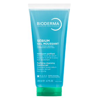 BIODERMA švelnus gelinis prausiklis riebiai mišriai odai, SÉBIUM GEL MOUSSANT, 200 ml