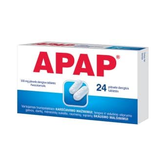 APAP, 500mg, plėvele dengtos tabletės, N24