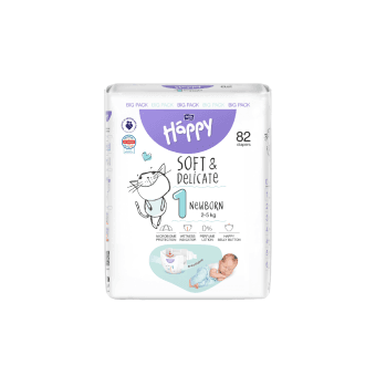 HAPPY sauskelnės NEWBORN, 2–5 kg, bekvapės, 82 vnt.