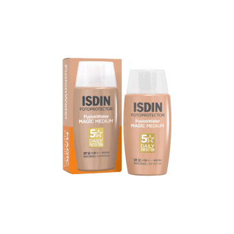 ISDIN apsauginė veido emulsija FUSION WATER MAGIC COLOR MEDIUM, SPF 50, 50 ml