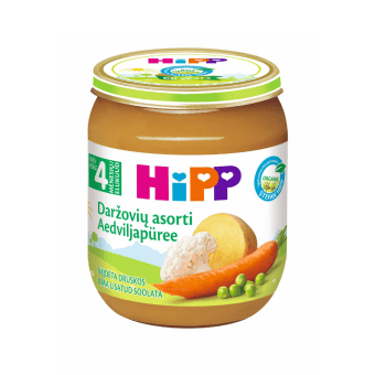 HiPP ekologiška tyrelė DARŽOVIŲ ASORTI, nuo 4 mėn., LT-EKO-001, 125 g