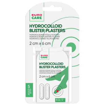 EUROCARE hidrokoloidiniai pūslių pleistrai, 2 x 6 cm, 5 vnt.