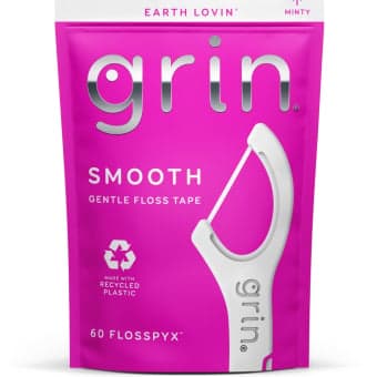 GRIN, SMOOTH, tarpdančių siūlas / dantų krapštukas, 60 vnt.