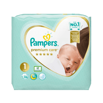 PAMPERS sauskelnės PREMIUM CARE, 1 dydis, 26 vnt.