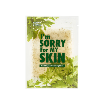 I'M SORRY FOR MY SKIN, lakštinė veido kaukė, Real Mugwort Calming Mask, 23 ml