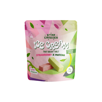 STAR CANDIES Šalytje džiovinti matcha ir braškių skonio ledai, 16 g