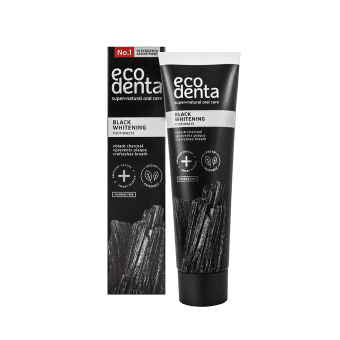 ECODENTA juoda balinamoji dantų pasta su juodąja anglimi ir Teavigo, 100 ml