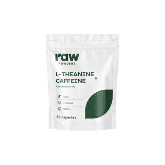 RAW POWDERS L-TEANINAS + KOFEINAS PLUS, 60 kapsulių