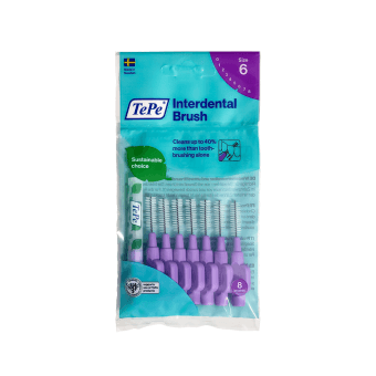 TEPE tarpdančių šepetėliai, 1,1 mm, violetinė spalva, 8 vnt.