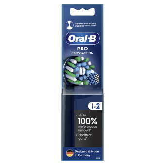 ORAL-B elektrinio dantų šepetėlio galvutės CROSS ACTION PRO, juodos, 2 vnt.
