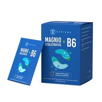 SAPIENS Magnio bisglicinatas + B6, 20 paketėlių