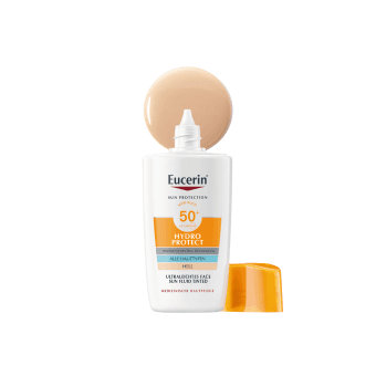 EUCERIN atspalvį suteikiantis ypač lengvas veido fluidas SUN HYFRO PROTECT SPF 50+, 50 ml