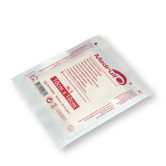 MEDRULL sterilios servetėlės, 8 sluoksnių, 10 cm x 10 cm, 5 vnt.