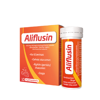 ALIFLUSIN 500 mg/200 mg/4 mg, Šnypščiosios tabletės, N10