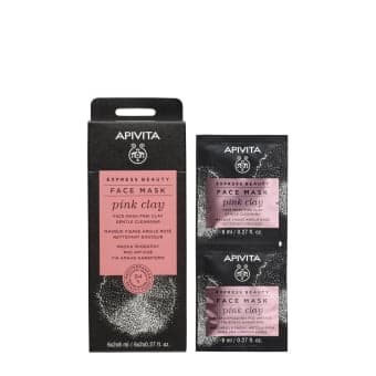 APIVITA valomoji veido kaukė su rausvuoju moliu EXPRESS BEAUTY, 2 vnt.