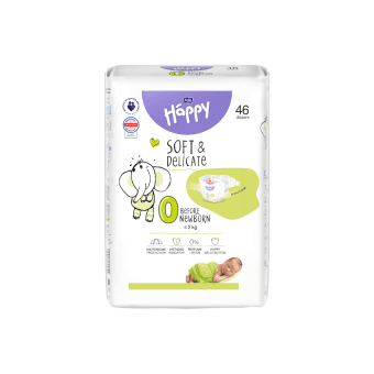 HAPPY sauskelnės BEFOR NEWBORN, iki 2 kg, bekvapės, 46 vnt.