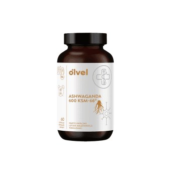 OLVEL,  ASHWAGANDA 600 KSM-66®, 60 kapsulių