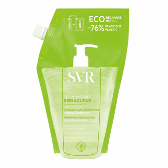 SVR SEBIACLEAR GEL MOUSSANT gelinis prausiklis riebiai odai PAPILDYMAS, 400 ml