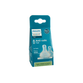 PHILIPS AVENT silikoninis žindukas ANTI-COLIC (SCY764/02), greita tėkmė, (4), nuo 6 mėn., 2 vnt.