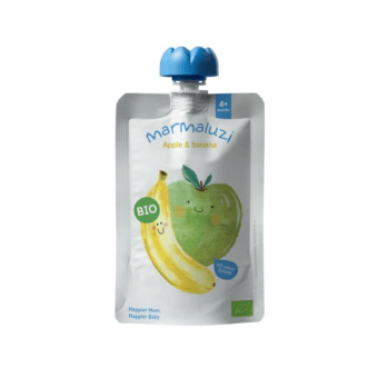 MARMALUZI ekologiška obuolių ir bananų tyrelė, nuo 4 mėn., LT-EKO-001, 90 g