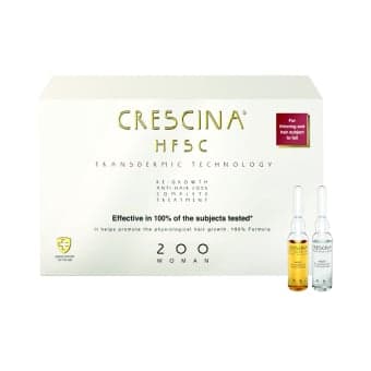 CRESCINA ampulių kompleksas moterų plaukų slinkimo stabdymui ir plaukų atauginimui TRANSDERMIC COMPLETE TREATMENT HFSC 200 (10+10), 20 ampulių