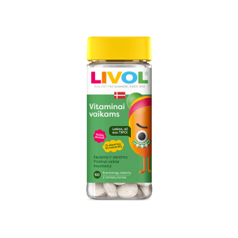 LIVOL MULTI vitaminai vaikams, vaisių skonio, 60 kramtomųjų tablečių