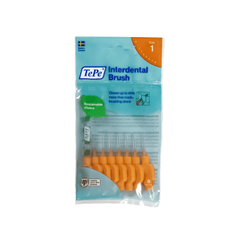 TEPE tarpdančių šepetėliai, 0,45 mm, oranžinė spalva, 8 vnt.