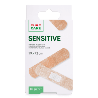 EUROCARE pleistrų rinkinys SENSITIVE, 19 x 72 mm, 10 vnt.