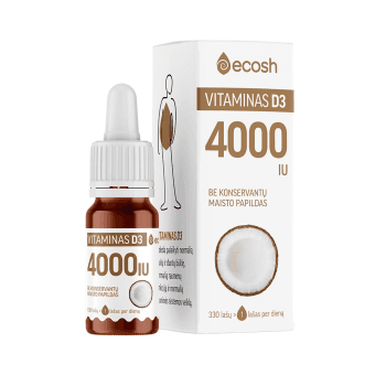 ECOSH vitaminas D3 4000IU su kokosų aliejumi, 10 ml