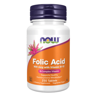 NOW Folic Acid 800mcg, 250 dengtų tablečių