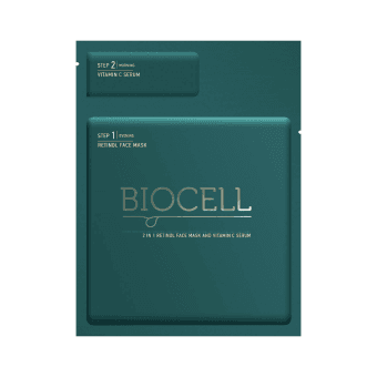 BIOCELL veido kaukė su retinoliu ir serumas su vitaminu C 2 IN 1, 1 vnt.