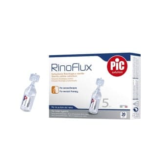 RINOFLUX sterilus fiziologinis tirpalas inhaliacijoms ir nosiai, 5 ml x 20 vnt.