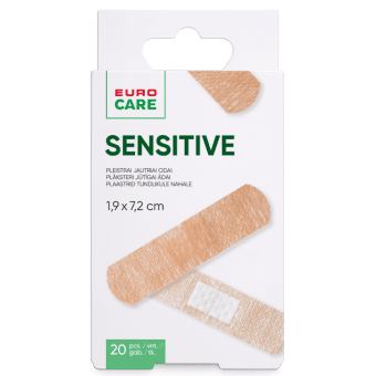 EUROCARE pleistrų rinkinys SENSITIVE, 19 x 72 mm, 20 vnt.
