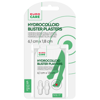 EUROCARE hidrokoloidiniai pūslių pleistrai, 6,1 x 1,8 cm, 5 vnt.