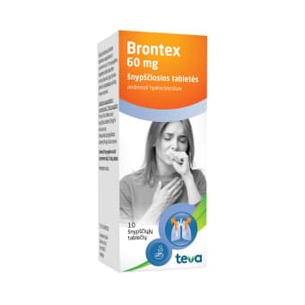 Brontex 60 mg šnypščiosios tabletės, Šnypščiosios tabletės, N10