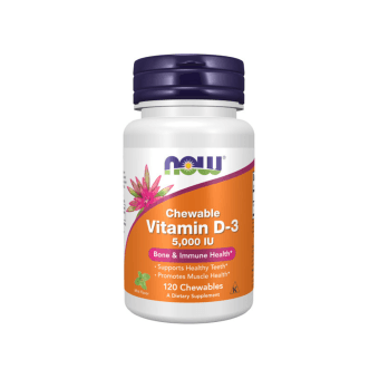 NOW Vitamin D-3 5000 IU High Potency, 120 minkštų kapsulių