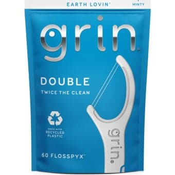 GRIN, DOUBLE, tarpdančių siūlas/dantų krapštukas, 60 vnt.