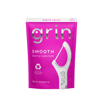 GRIN, SMOOTH, tarpdančių siūlas / dantų krapštukas, 60 vnt.