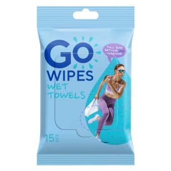 GOWIPES, Drėgni rankšluosčiai "For Gym", 15 vnt.