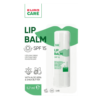 EUROCARE lūpų balzamas, SPF 15, 5.7 g