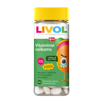 LIVOL MULTI vitaminai vaikams, vaisių skonio, 60 kramtomųjų tablečių